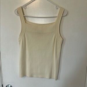 Cream Ribbed Knit Tank Top